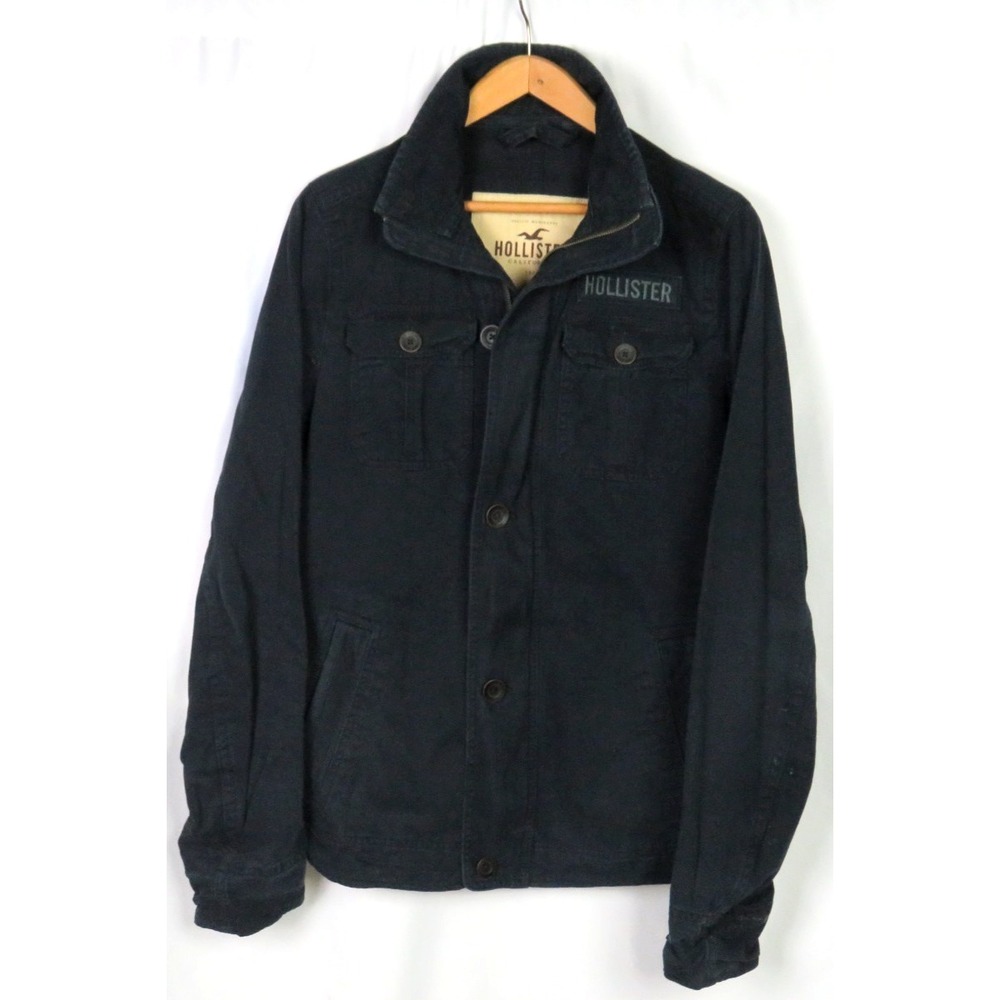 HOLLISTER Vintage Y2K Navy Blue Button Zip-Up Military Style Jacket Men's Large